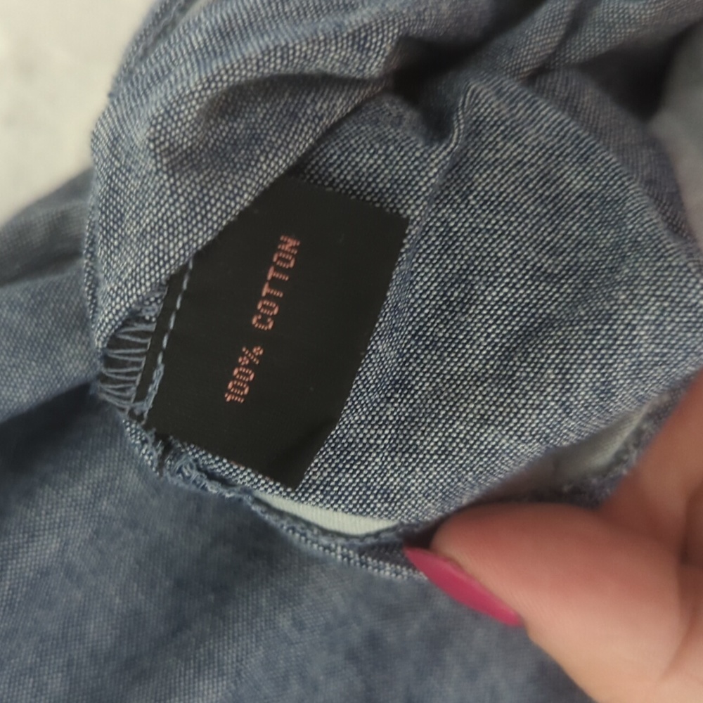Trashy Diva Retro Vintage Cropped Chambray Denim Cotton Summer Crop Top - Picture 5 of 5